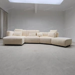 Modern Curved Modular Sectional Sofa with Premium Chenille Fabric & Matte Black Metal Accents
